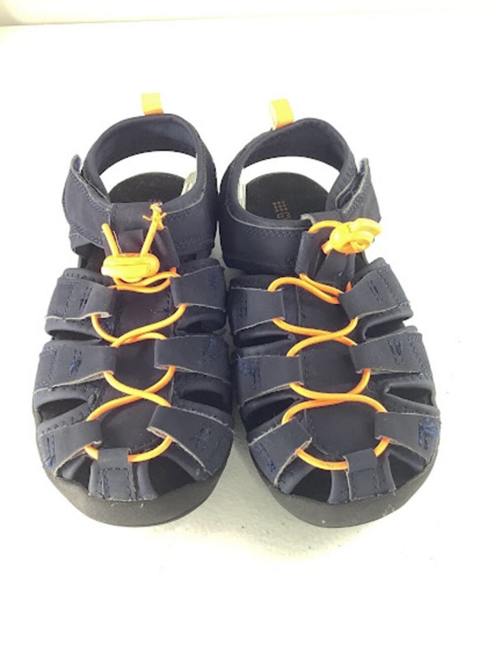 Gymboree Boys Black & Orange Drawstring Sandals Kids Youth Size 1